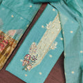 Wonderfull Teal Blue Banarasi Cotton Woven Designer Hand Work Salwar Suit for Women