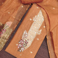 Elegant Peach Banarasi Cotton Woven Designer Hand Work Salwar Suit for Women