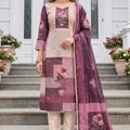 Lovely Mauve Modal Cotton Printed Hand Work Salwar Suit with Dupatta