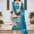 Royal Teal Blue Modal Cotton Hand Work Salwar Suit with Dupatta
