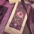 Beautiful Mauve Modal Cotton Hand Work Salwar Suit with Dupatta