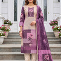 Beautiful Mauve Modal Cotton Hand Work Salwar Suit with Dupatta