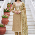 Charming Beige Modal Cotton Hand Work Salwar Suit with Dupatta