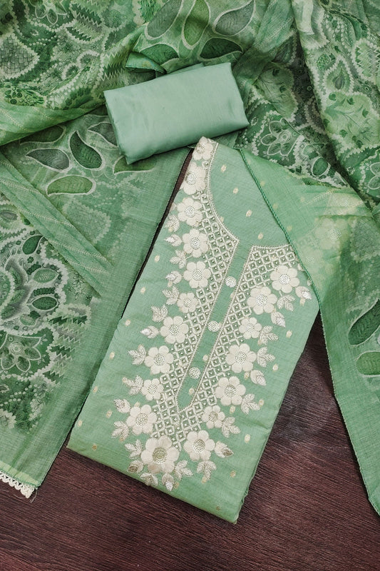 Graceful Mint Green Modal Cotton Hand Work Salwar Suit with Dupatta