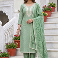 Graceful Mint Green Modal Cotton Hand Work Salwar Suit with Dupatta