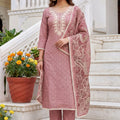 Admirable Peach Pink Modal Cotton Hand Work Salwar Suit with Dupatta for Women