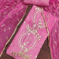 Beautiful Pink PV Chanderi Embroidery Hand Work Salwar Suit with Dupatta