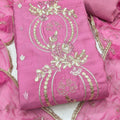 Beautiful Pink PV Chanderi Embroidery Hand Work Salwar Suit with Dupatta