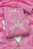 Beautiful Pink PV Chanderi Embroidery Hand Work Salwar Suit with Dupatta