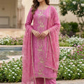 Beautiful Pink PV Chanderi Embroidery Hand Work Salwar Suit with Dupatta