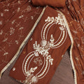 Premium Brown PV Chanderi Embroidery Hand Work Salwar Suit with Dupatta