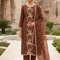 Premium Brown PV Chanderi Embroidery Hand Work Salwar Suit with Dupatta