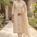 Stylish Cream PV Chanderi Embroidery Hand Work Salwar Suit with Dupatta