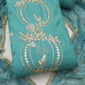 Graceful Teal Green PV Chanderi Embroidery Hand Work Salwar Suit with Dupatta