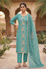 Graceful Teal Green PV Chanderi Embroidery Hand Work Salwar Suit with Dupatta