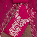 Traditional Rani Pink PV Chanderi Embroidery Hand Work Salwar Suit with Dupatta
