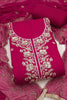 Traditional Rani Pink PV Chanderi Embroidery Hand Work Salwar Suit with Dupatta