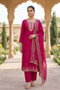 Traditional Rani Pink PV Chanderi Embroidery Hand Work Salwar Suit with Dupatta