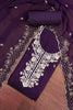 Royal Purple PV Chanderi Embroidery Hand Work Salwar Suit with Dupatta