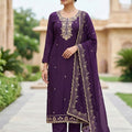 Royal Purple PV Chanderi Embroidery Hand Work Salwar Suit with Dupatta