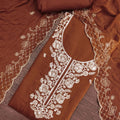 Admirable Brown PV Chanderi Embroidery Hand Work Salwar Suit with Dupatta
