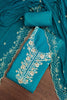 Gorgeous Teal Blue PV Chanderi Embroidery Hand Work Salwar Suit with Dupatta