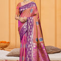 Beautiful Pink Soft Silk Woven Designer Saree for Women