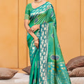 Vibrant Teal Green Soft Silk Woven Designer Saree for Women