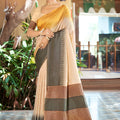 Elegant Cream Slub Silk Woven Saree for Women