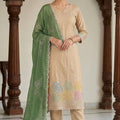 Stylish Beige Salsa Beads Embroidery Work Salwar Suit with Dupatta