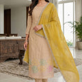 Premium Beige Salsa Beads Embroidery Work Salwar Suit with Dupatta