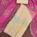 Stunning Beige Salsa Beads Embroidery Work Salwar Suit Dupatta