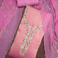 Lovely Peach Pink Salsa Beads Embroidery Work Salwar Suit with Dupatta
