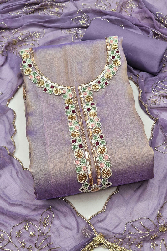 Adorable Purple Salsa Beads Embroidery Work Salwar Suit with Dupatta