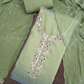 Graceful Olive Green Salsa Beads Embroidery Work Salwar Suit with Dupatta