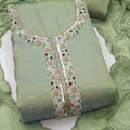 Graceful Olive Green Salsa Beads Embroidery Work Salwar Suit with Dupatta