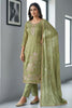 Graceful Olive Green Salsa Beads Embroidery Work Salwar Suit with Dupatta