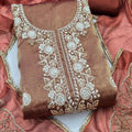 Charming Rust Brown Salsa Beads Embroidery Work Salwar Suit with Dupatta