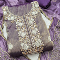 Grateful Grey Salsa Beads Embroidery Work Salwar Suit with Dupatta