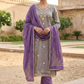 Grateful Grey Salsa Beads Embroidery Work Salwar Suit with Dupatta