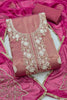 Elegant Pink Salsa Beads Embroidery Work Salwar Suit with Wine Dupatta