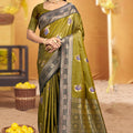 Adorable Olive Green Soft Silk Woven Designer Saree for Women