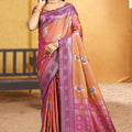 Beautiful Peach Pink Soft Silk Woven Designer Saree for Women