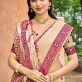Lovely Beige Assam Silk Woven Designer Saree for Women