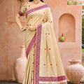 Lovely Beige Assam Silk Woven Designer Saree for Women