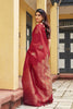 Elegant Red Khadi Raw Silk Woven Paithani Saree for Wome