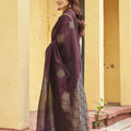 Lovely Wine Khadi Raw Silk Woven Paithani Saree for Women