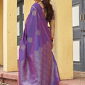 Traditional Purple Khadi Raw Silk Woven Paithani Saree for Women