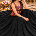 Elegant Black Georgette Embroidered Mirror Work Indo Western Lehenga Choli for Women