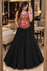 Elegant Black Georgette Embroidered Mirror Work Indo Western Lehenga Choli for Women
